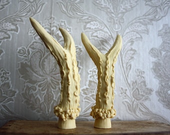 Ivory Resin Deer Horns: Steampunk Headpiece Antlers (5 Pairs)