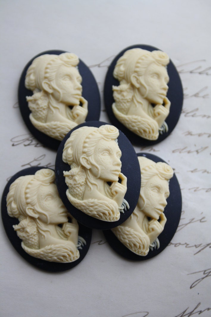 DAY of the DEAD Sugar Skull Skeleton Lady Cameo Cabs Cabochon Day of …