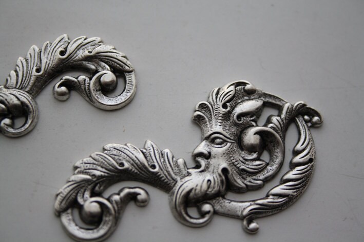 ornate fantasy pair - two beautiful ornaments left and right - sterli…