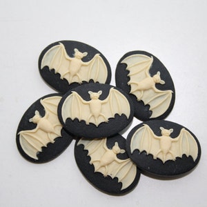 Bat Unset Cameo Cabochon 25x18mm - 6 PIECES - Vampire Gothic Victorian