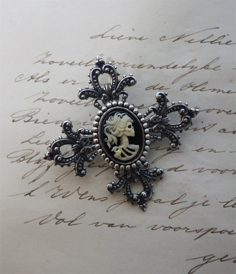 Skeleton lady cameo cabs. Skull day of the dead lolita 18x13mm 10 PIECES LEFT and RIGHT image 2