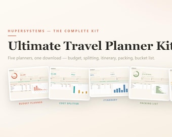 Ultimate Travel Planner Kit Excel & Google Sheets, Travel Budget, Itinerary, Packing List, Trip Cost Splitter, Bucket List