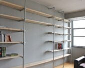Lucas Scaffolding Boards and Galvanised Steel Pipe Wall Mounted and Floor Standing Industrial Shelving/Bookcase - Bespoke Urban Furniture