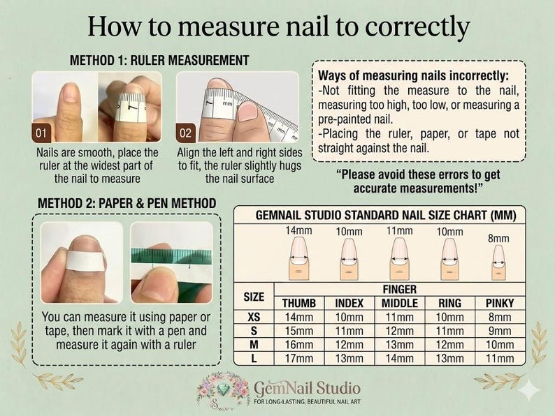 Finger Nail Sizer Ruler Luxury Gold 3D Pearl Press on Nails Baroque | Extra Long Statement ...