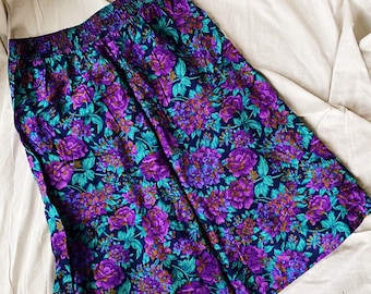 Bold and beautiful vintage purple floral skirt