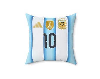 Argentina National Football Team Jersey Pillow | Lionel Messi | 14" x 14" World Cup Home Jersey