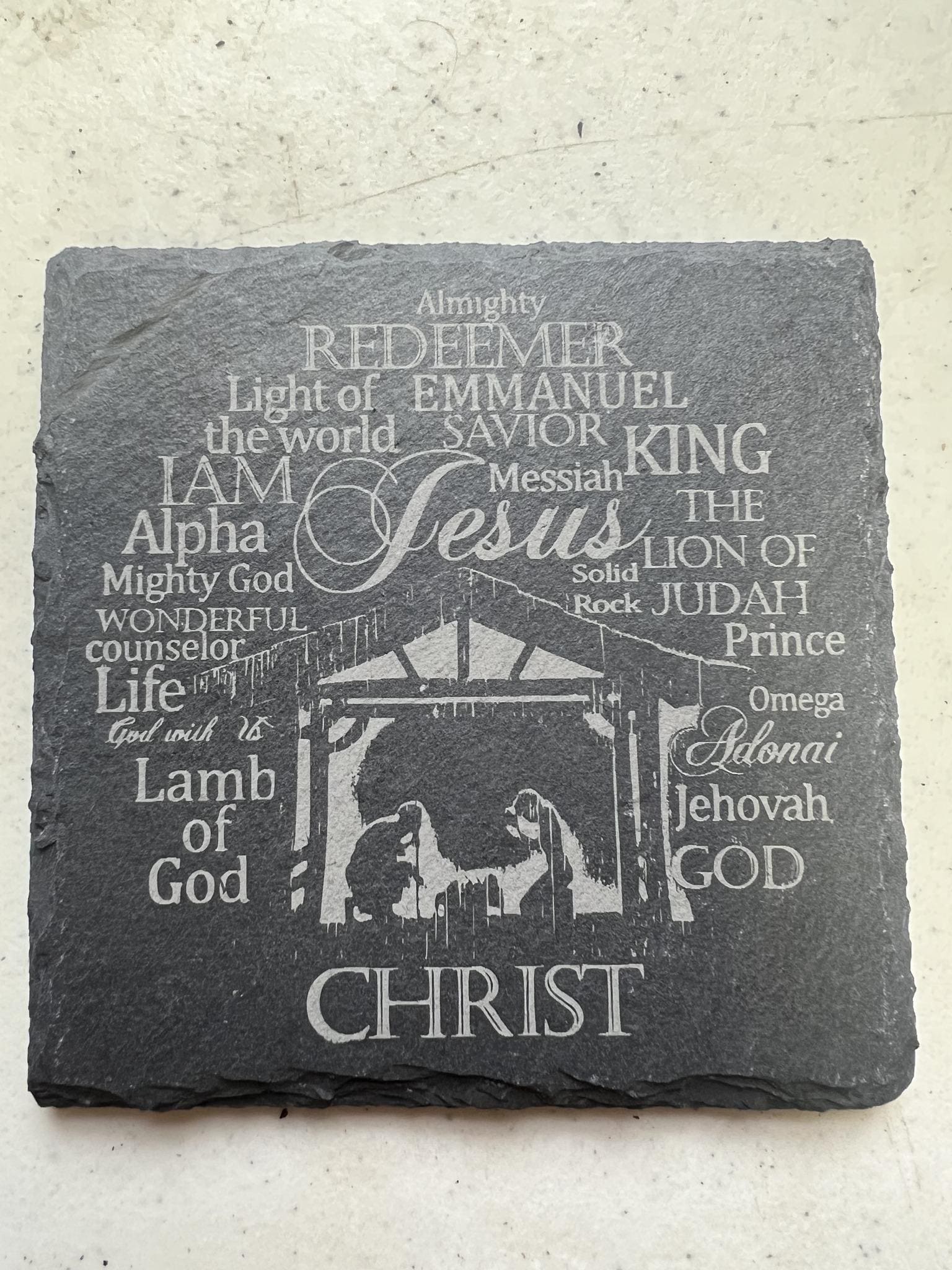 Jesus - Slate Coaster Set - Comes With 4 (four) 4x4 Coasters and Black ...