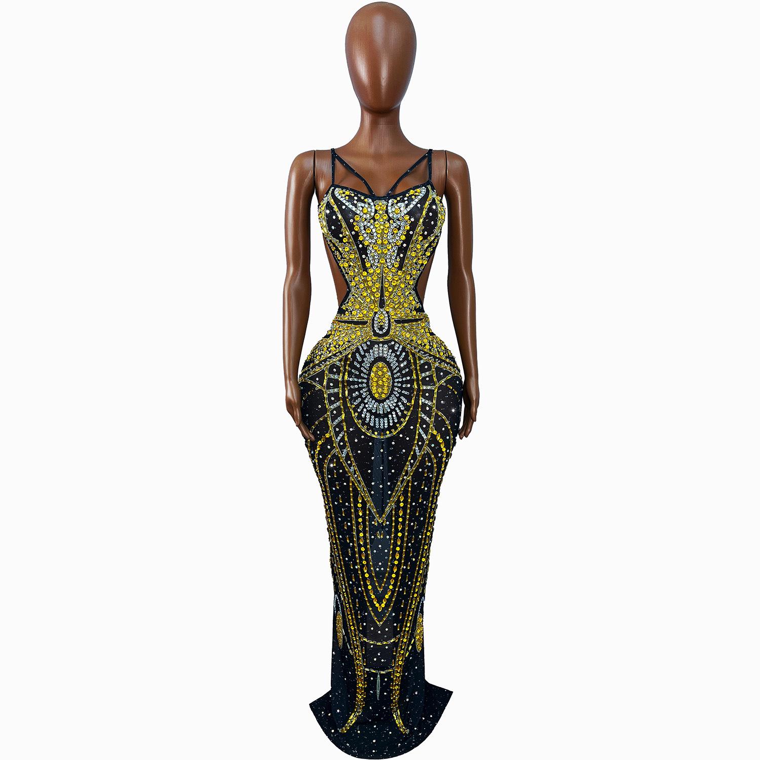 princess polly baby blue dress Black & Gold Sequin Trailing Formal Dress
