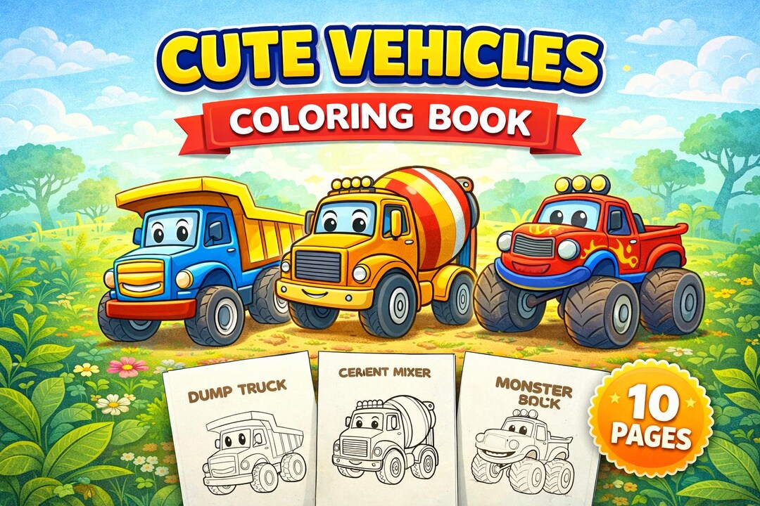 Vehicle Coloring Vehicles Coloring Pages for Kids | 10 Printable Car, Truck, Monster ...