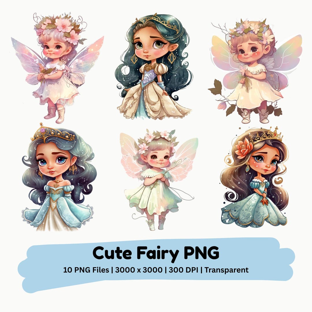 Fairy PNG Bundle | Baby Fairy Princess Clipart Pastel Fantasy Nursery ...