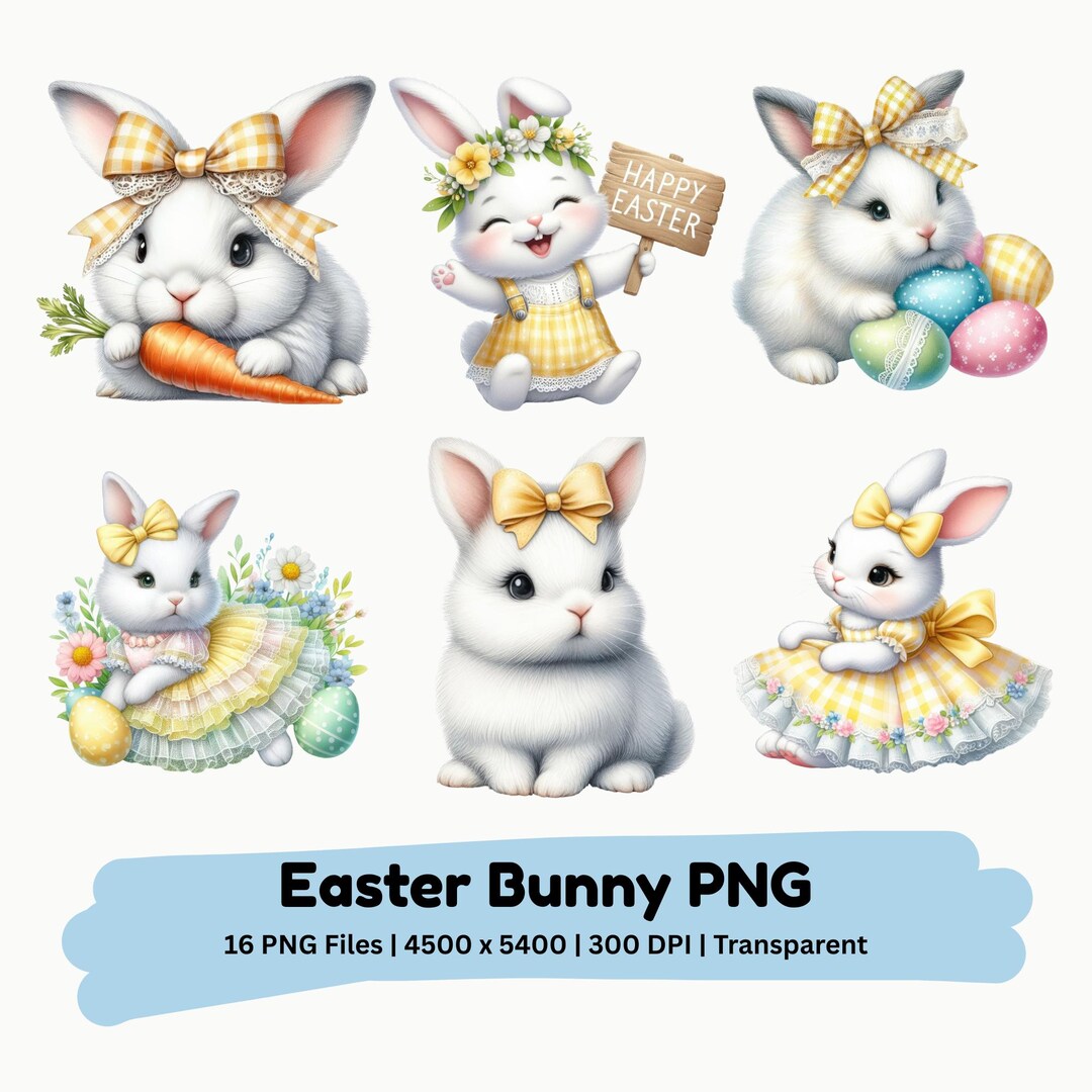 Easter Bunny PNG Bundle | Rabbit Pastel Clipart Spring Kids Sublimation ...