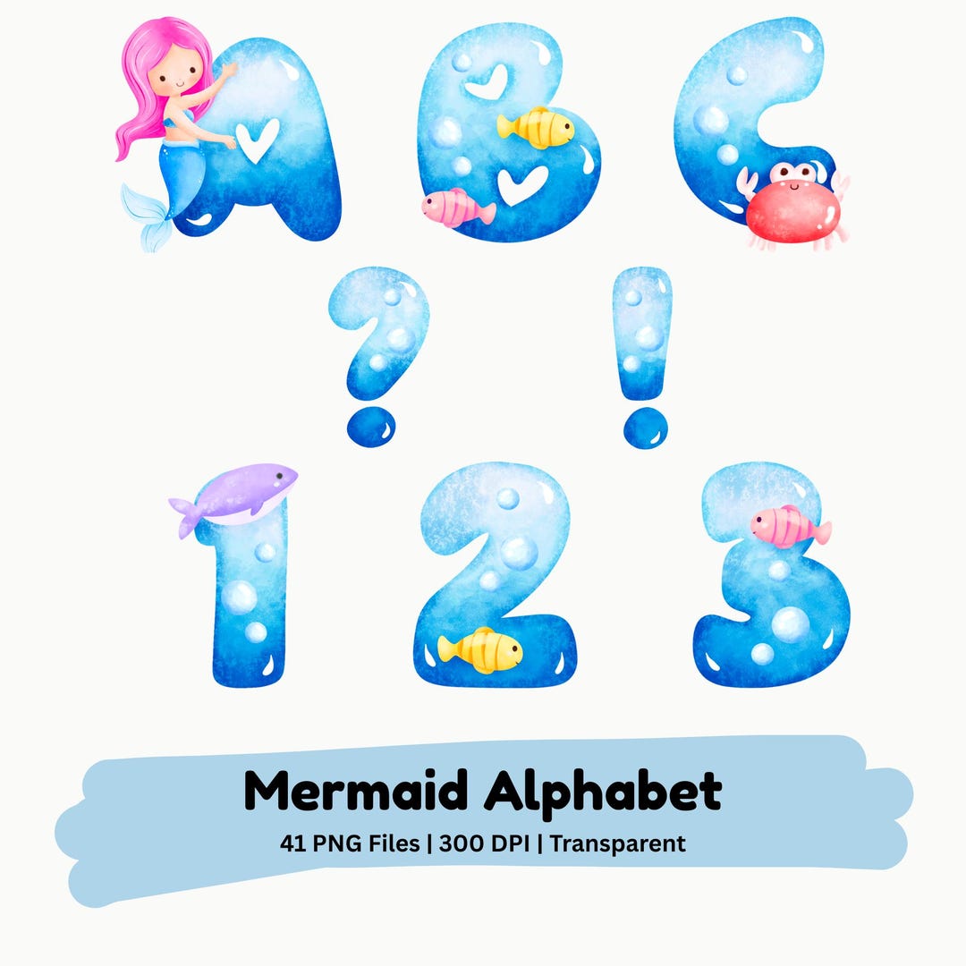 Mermaid Alphabet PNG Clipart | Underwater Fantasy Ocean Letters ...