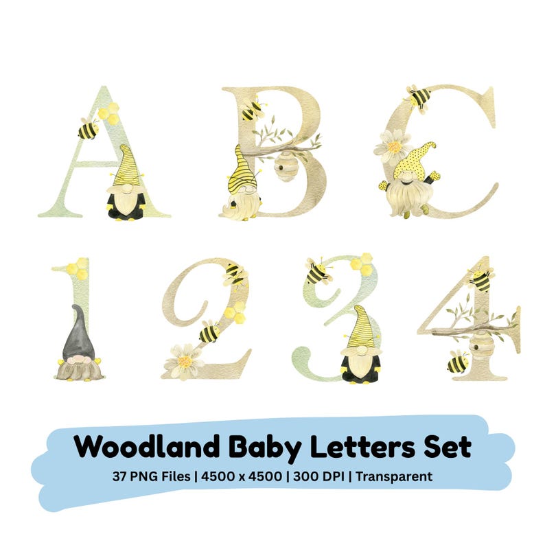 Bee Gnome Alphabet PNG | Honey Letters Clipart Bumblebee Font Cricut ...