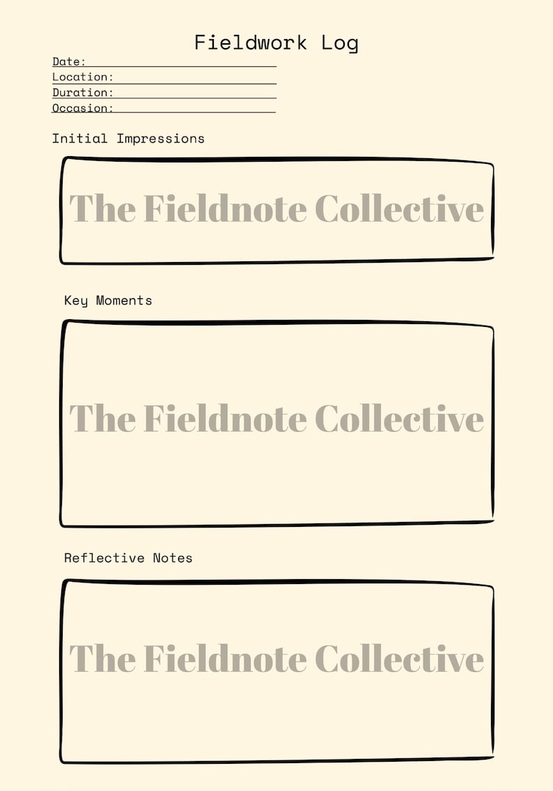Field Work Notes Ethnographic Research Organizer Template | Fieldwork Planner ...