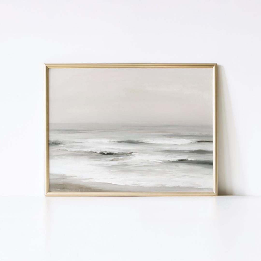 Calm Neutral Coastal Wall Art Digital Download, Abstract Ocean Seascape ...