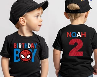 Personalized Spiderman Birthday Party Shirt, Comfort Colors Spider Web Shirt, Family Matching Tee, Disneyland Spidey Shirt, Gift For Boy