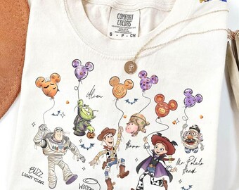 Retro Disneyland Toy Story Shirt, Mickey Balloon Halloween Tee, Woody Buzz Jessie Rex Bullseye Shirt, Disneyland Halloween Vacation Tee