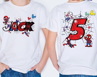 Spidey & His Amazing Friends Birthday Shirt, Custom Birthday Family Matching Tee, Ghost Spider Birthday Tee, Disneyland Family Trip Tee