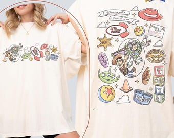 Comfort Colors Disneyland Pixar Toy Story Shirt, Woody Buzz Rex Hamm Tee, Pizza Planet Shirt, Disneyland Magic Kingdom Trip Tee