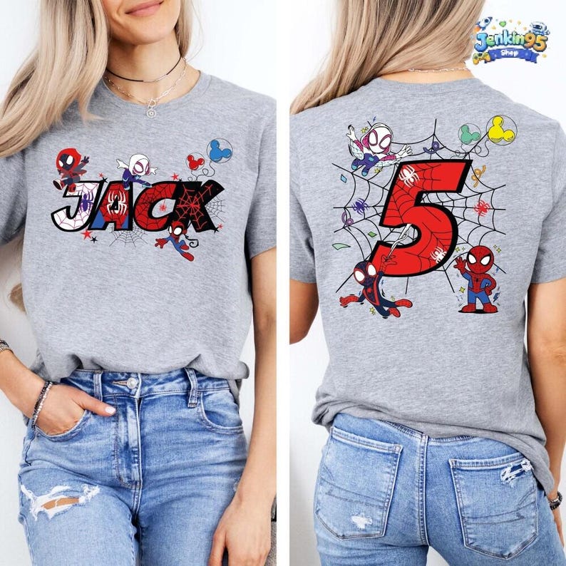 Chemise d'anniversaire Spidey et ses incroyables amis, t-shirt personnalisé anniversaire famille assorti, t-shirt d'anniversaire araignée fantôme, t-shirt voyage en famille Disneyland image 2