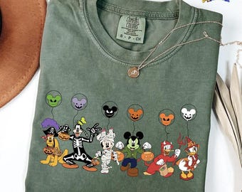 Comfort Colors Mickey and Friends Halloween Shirt, Disneyland Halloween Costume Party Tee, Mickey and Minnie Halloween Shirt