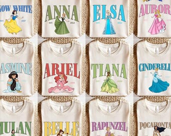 Disneyland Princess Character Shirts, Disneyland Bounding Shirts, Aurora Shirt, Elsa Shirt, Anna Shirt, Cinderella Shirt, Ariel Shirt
