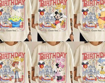 Personalized Mickey and Friends Birthday Shirt, Birthday Family Matching Shirt, Disneyland Character T-Shirt, Birthday Squad Boy Girl Shirt