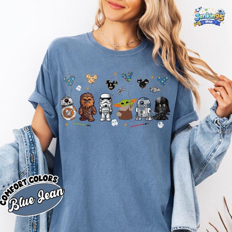 Starwars Character Shirt, Starwars Disneyland Balloon Tee, Starwars gift Shirt, Starwar T-shirt, Baby Yoda, Starwar Disneyland Vacation image 4