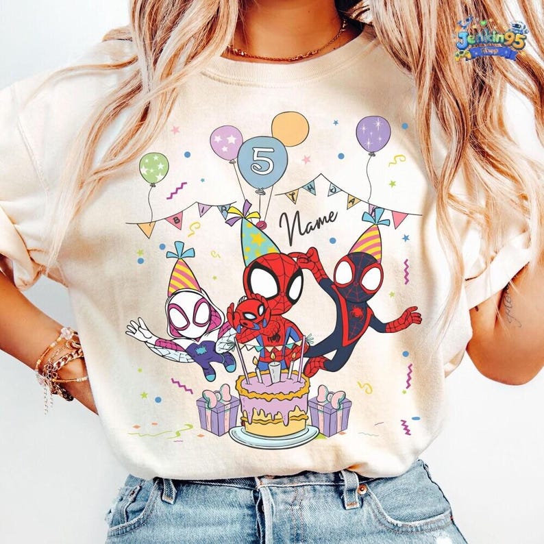 Spider Inspired Birthday Shirt, Personalized Spidey and His Amazing Friends Birthday Shirt, Spidey T-shirt, Toddler Birthday Tee Bild 1