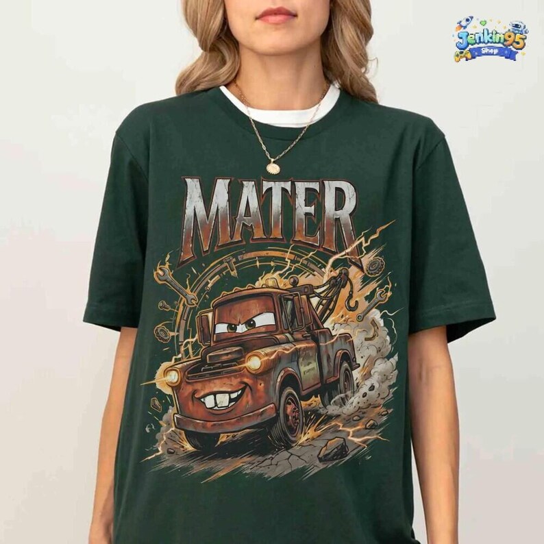 Vintage Tow Mater Shirt, Radiator Springs Disneyland Cars Tee, Checkered Washed Disneyland Pixar Family Trip Graphic T-Shirt Gift image 5