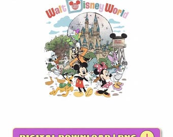 Imagen PNG de magia retro de Disneyworld, diseño de Mickey para sublimación (descarga digital)