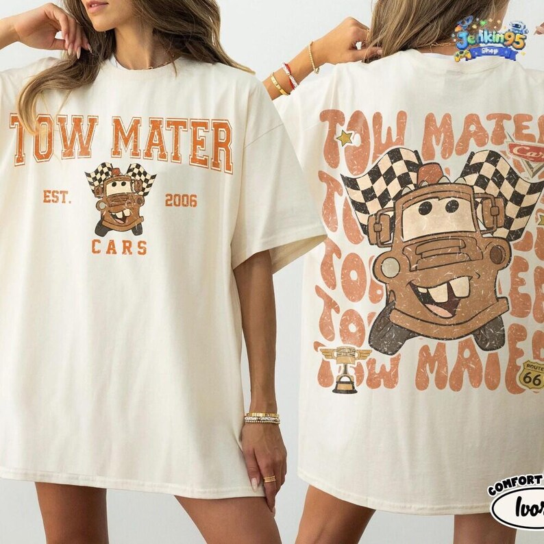Camiseta Comfort Colors Vintage Pixar Cars, Lightning McQueen Mater Radiator Springs, Camiseta Familiar Disneyland, Camisetas Viaje a Disneyland 2026 imagen 2