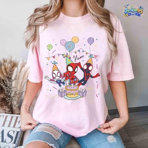 Spider Inspired Birthday Shirt, Personalized Spidey and His Amazing Friends Birthday Shirt, Spidey T-shirt, Toddler Birthday Tee Bild 4