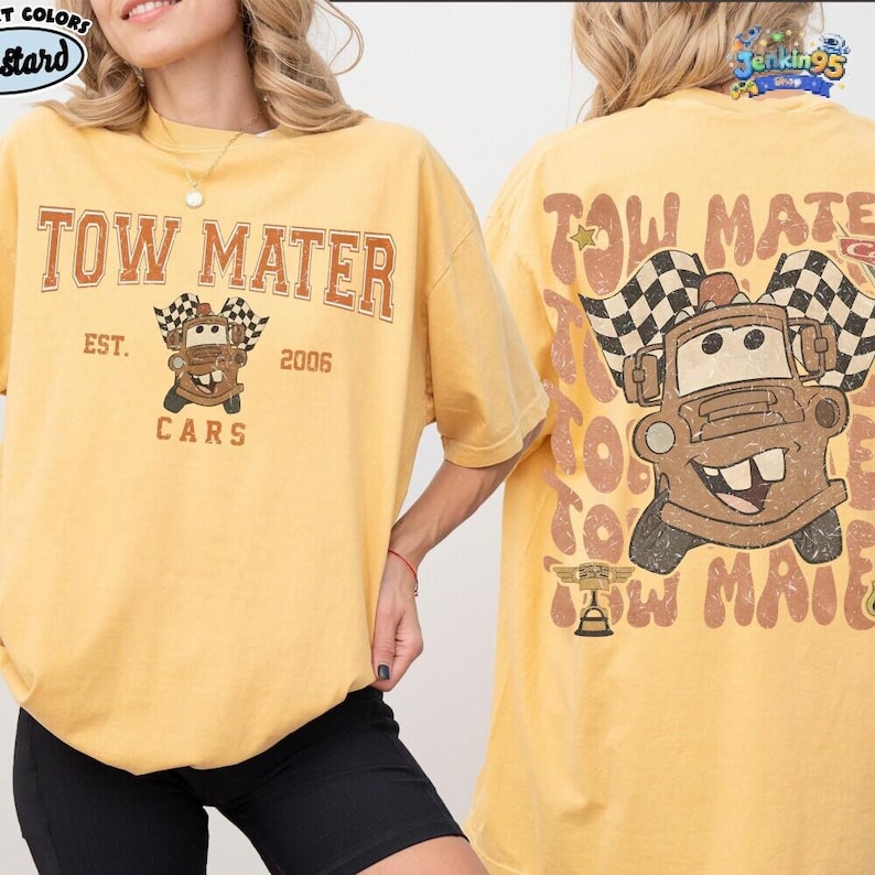 Camiseta Comfort Colors Vintage Pixar Cars, Lightning McQueen Mater Radiator Springs, Camiseta Familiar Disneyland, Camisetas Viaje a Disneyland 2026 imagen 4