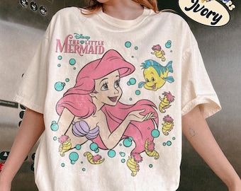 The Little Mermaid Ariel Princess & Flounder Bubble Poster Disneyland T-Shirt, Gift For Her, Ariel Princess Tee, WDW Disneyland Girl Trip