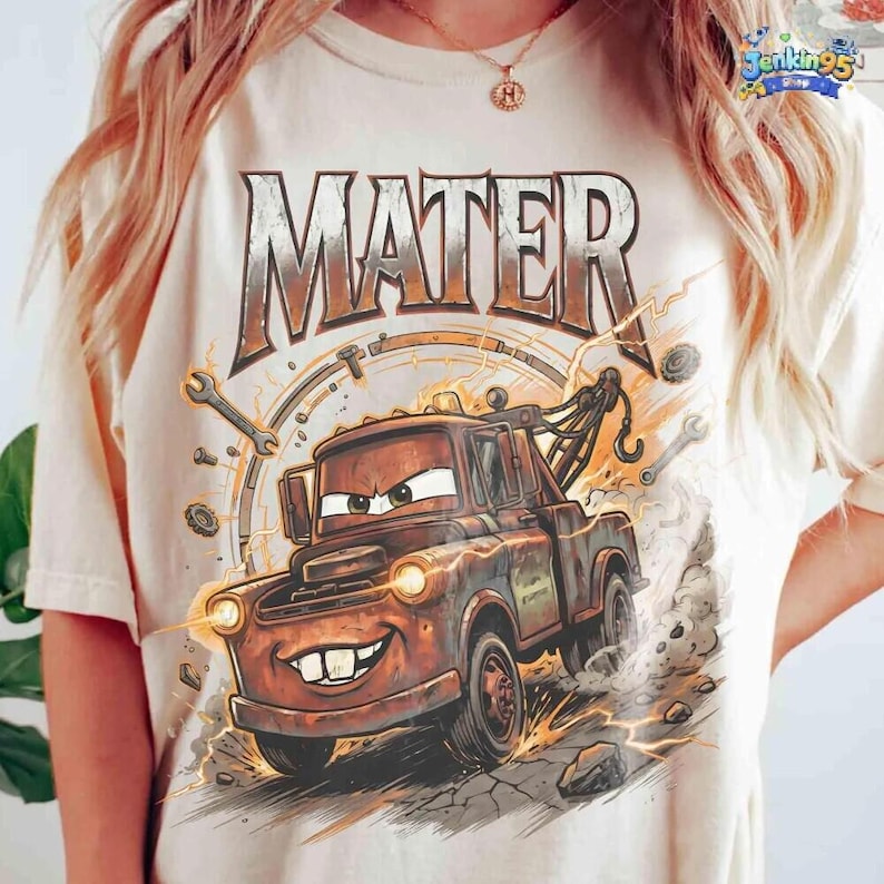 Vintage Tow Mater Shirt, Radiator Springs Disneyland Cars Tee, Checkered Washed Disneyland Pixar Family Trip Graphic T-Shirt Gift image 3