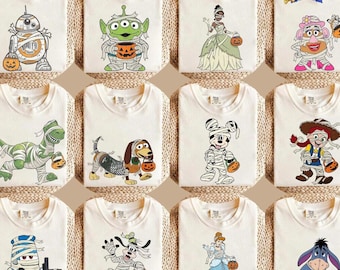 Halloween Disneyland Family Shirt, Mickey Pooh Goofy Woody Graphic Tee, Disneyland Halloween Party Shirt, Cute Fall Disneyland Tee