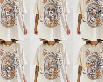 Personalized Halloween Disneyland Characters Skeleton Shirt, Mickey And Friends Halloween Shirt, Family Halloween 2026 Shirts, Spooky Season