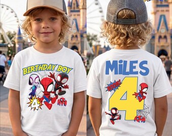 Spidey Birthday Boy Shirt, Superhero Birthday Boy T-Shirt, Spider Birthday Party Tee, Personalized Spidey Birthday Shirt