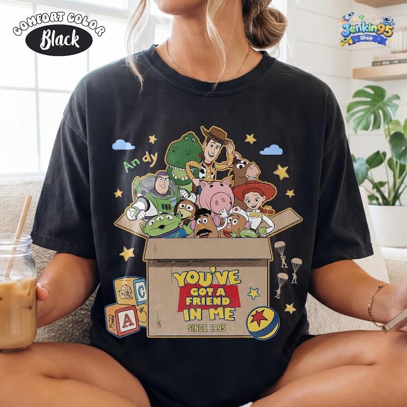 Comfort Colors Disneyland Toy Story 1995 Shirt, Retro Woody Buzz Rex Jessie Tee, Disneyland Family Vacation You've Got A Friend In Me Gift image 5