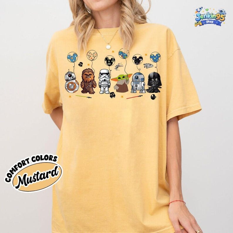 Starwars Character Shirt, Starwars Disneyland Balloon Tee, Starwars gift Shirt, Starwar T-shirt, Baby Yoda, Starwar Disneyland Vacation image 6