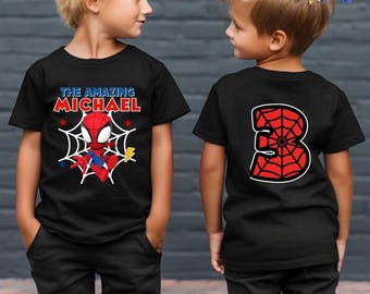 Custom Spiderman Birthday Boy Shirt, Family Matching Birthday Shirt, Spider Web Shirt, Custom Birthday Spider Shirt, Gift For Boy