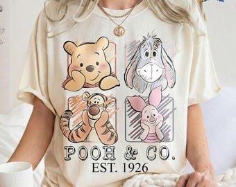 Comfort Colors Winnie the Pooh and Friends Shirt, Pooh Co 1926 Vintage Disneyland Tee, Tigger Piglet Eeyore, Family Trip Disneyland Gift