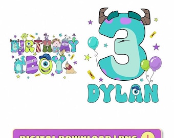 Custom Name Monster Inc PNG, Personalized Disneyland Monster Inc Bday, Disneyland Family Matching Trip, Birthday Party, Digital Download