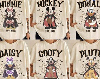 Vintage Disneyland Mickey And Friends Halloween Shirt, Disneyland Halloween Family Matching Shirts, Disneyland Halloween Party 2026 Shirt