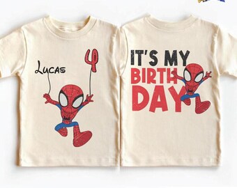 Personalized Spiderman Birthday Shirt, Superhero Birthday Boy Tee, Comfort Colors Spider Web Shirt, Toddler Birthday Party Tee
