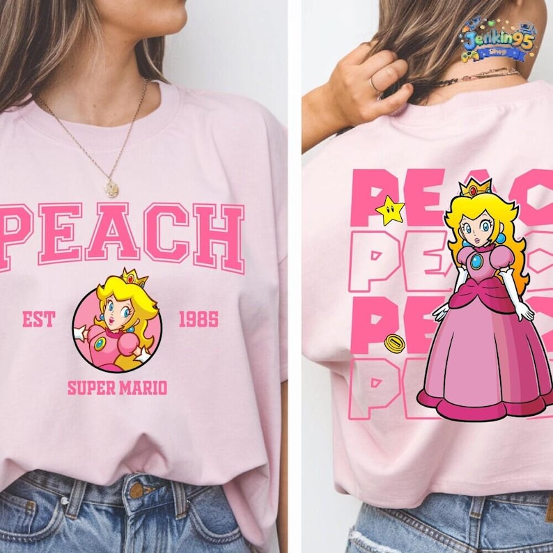 Super Mario Peach T-shirt, Disneyland Princess Peach Character, Disneyland Birthday Gift, Disneyland Shirt, Family Disneyland Trip Tees image 1