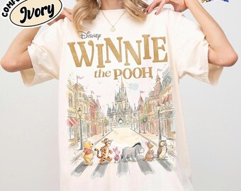 Retro Comfort Colors Winnie The Pooh And Friends Shirt, Castle Vacation Tee, Pooh Bear Shirt, Disneyland Magic Kingdom Family Trip Shirts