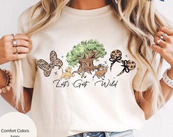 Coquette Bow Let's Get Wild Animal Kingdom T-shirt Disneyland Safari Mode Tee Simba Timon Pumbaa Animal Kingdom Shirt Magic Kingdom Shirt