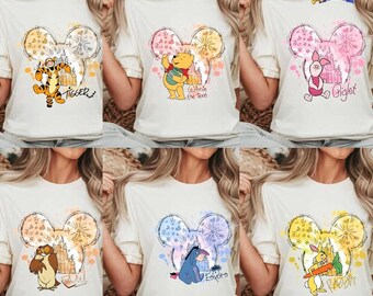 Disneyland Winnie The Pooh Shirt, Disneyland Family Trip 2026 Tee, Family Matching Shirt, Piglet Tigger Eeyore Mickey Head Watercolor Shirt